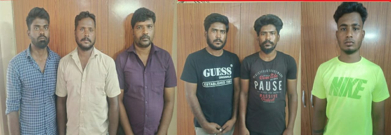 காட்பாடியில் மணல் மற்றும் கஞ்சா கடத்தல், விற்பனை மற்றும் சண்டை வழக்குகளில் தொடர்புடைய 6 பேர் கைது.