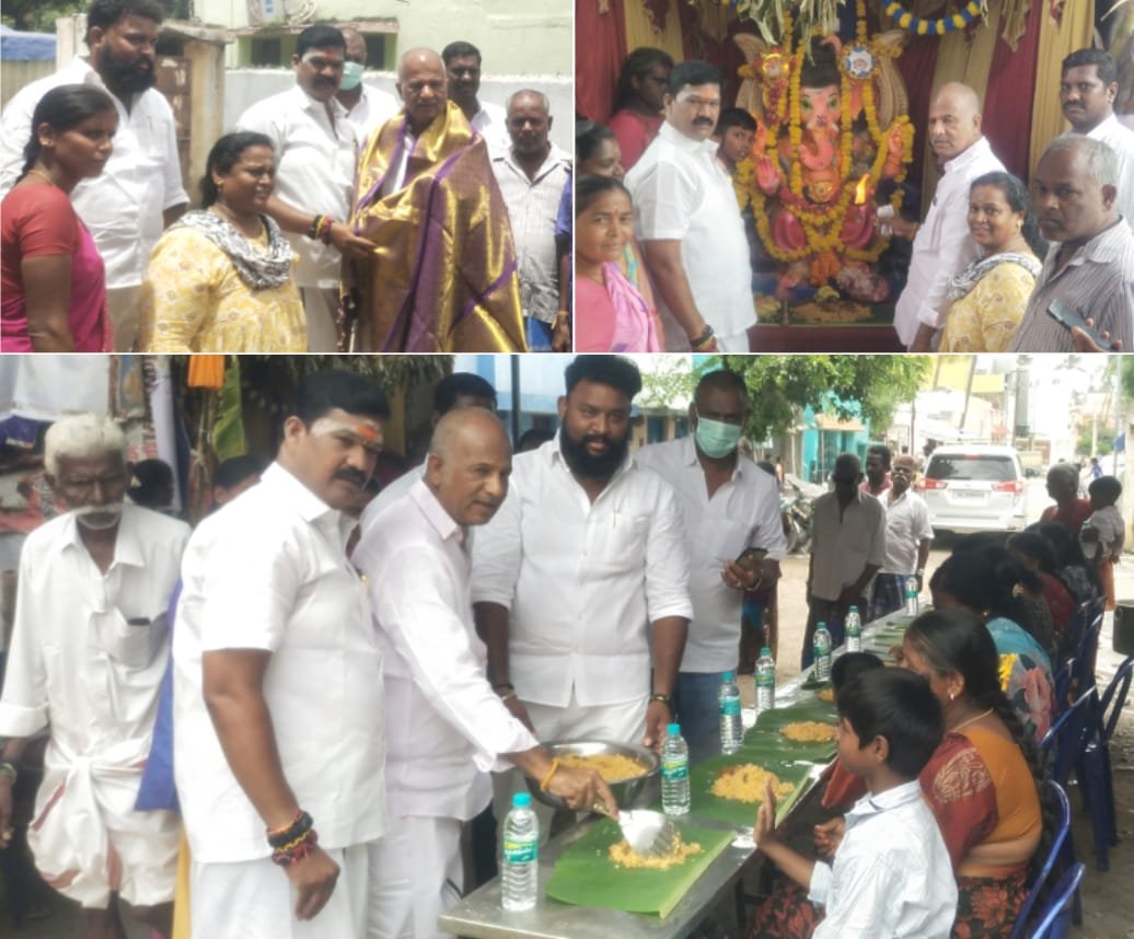 வேலூர் வசந்தபுரம் ஆறுமுகம் முதலியார் தெருவில் விநாயகர் சதுர்த்தி விழா மற்றும் அன்னதானம் வழங்கல்! 