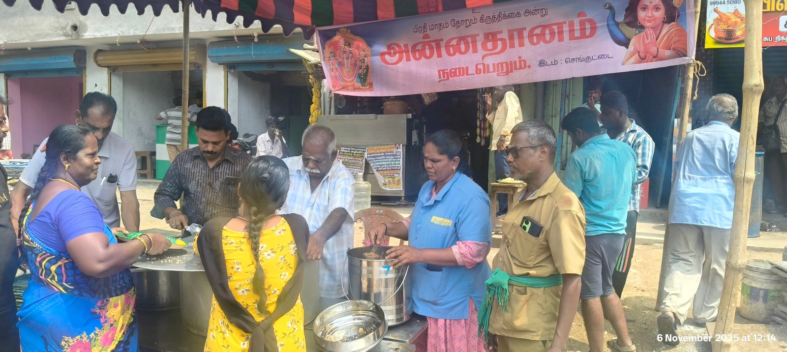 கிருத்திகையை முன்னிட்டு காட்பாடி செங்குட்டையில் அன்னதானம் வழங்கல்!