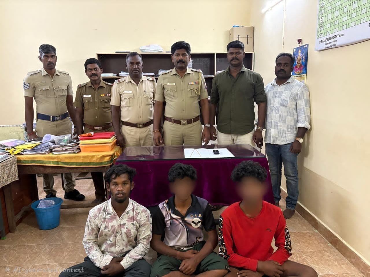 வேடசந்தூர் அருகே வீடு புகுந்து முதியவரை தாக்கி 5 பவுன் தங்க நகை பறித்து சென்ற வழக்கில் 2 சிறுவர்கள் உட்பட 3 பேர் கைது